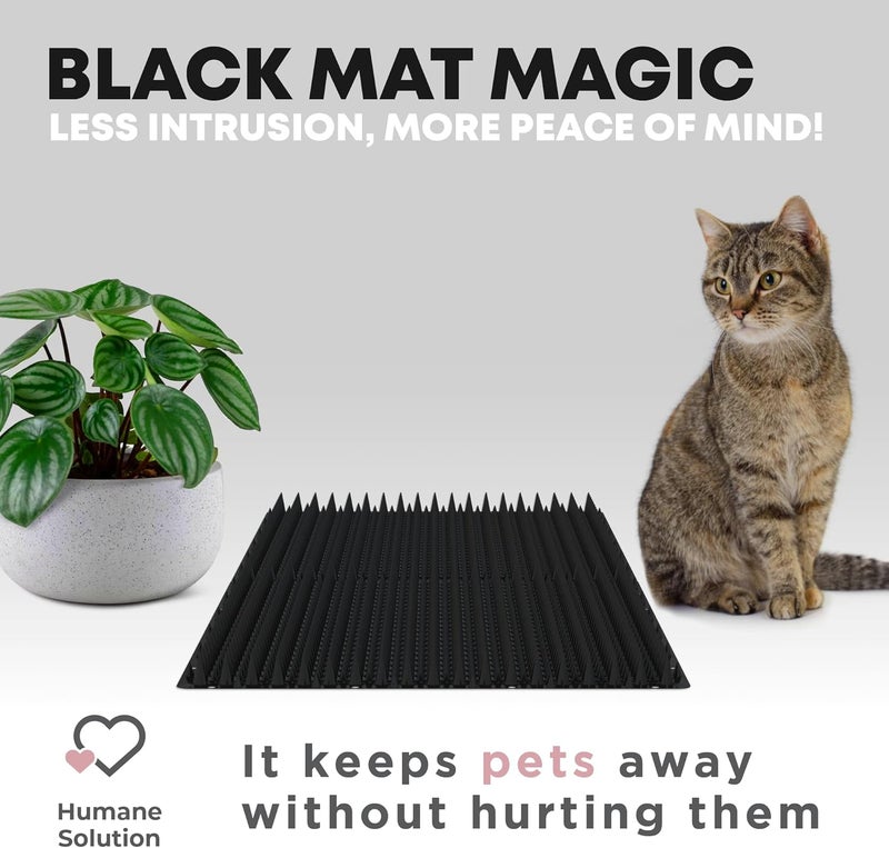 Petfolio 12 Pack Upgraded Black Cat Repellent Mat - 16" x 13" Scat Mat for Cats Has Uneven Spikes is an Effective Scat Mats for Dogs, Stray Cat Repellent Outdoor & Indoor to Deter Cats, Dogs & Small Animals - Image 5